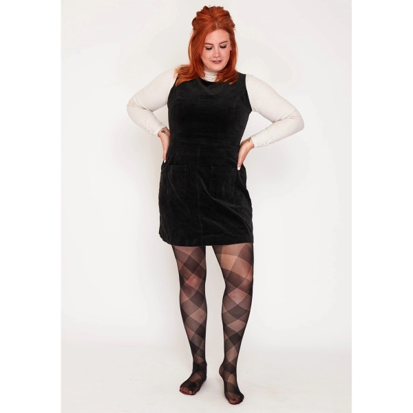 collant fantaisie motif losanges grande taille Pamela Mann (porté)
