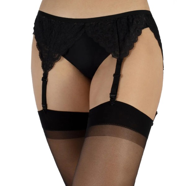 Bas noir classique "Cristal" de la marque belge Cette 20 deniers, grande taille