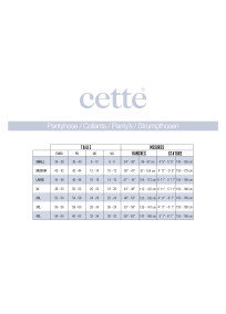 guide des tailles pour collants grande taille de la marque Cette, modèle "Dublin" 70 deniers