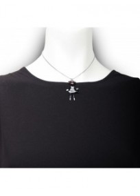 collier fantaisie grande taille - collier mini pepette Dominique blanc et noir lol bijoux (porté)