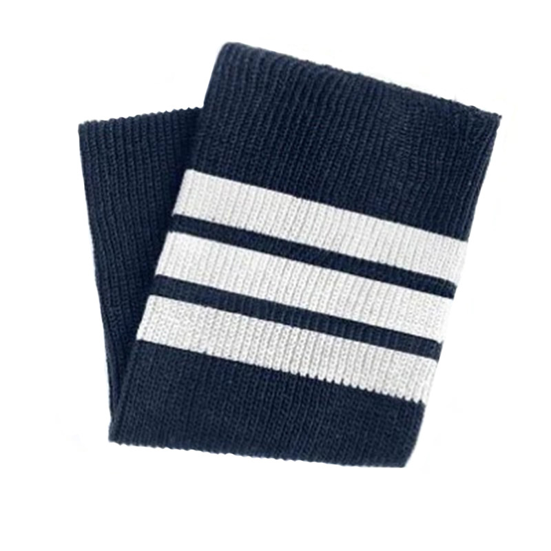 Chaussettes hautes rayées coloris bleu marine Thunda Thighs (pliées)