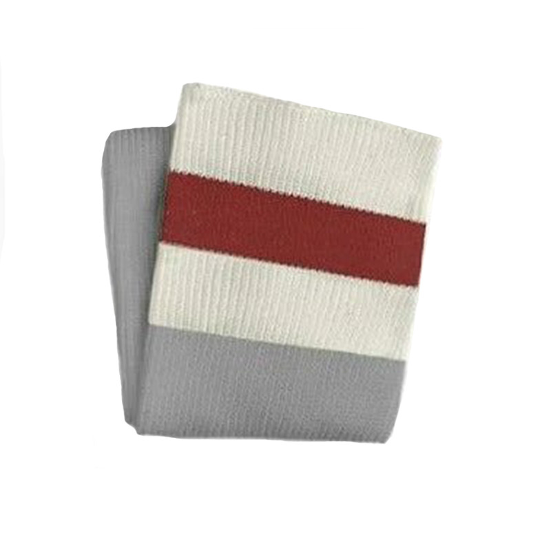 Chaussettes hautes rayées coloris gris et crème Thunda Thighs (pliées)