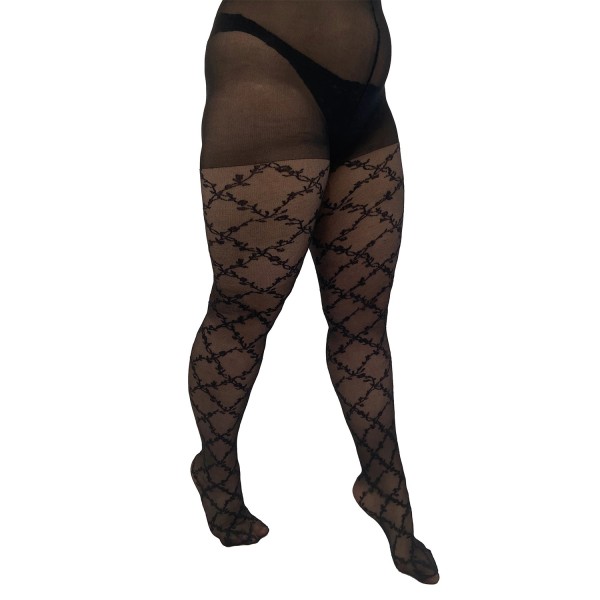 collant grande taille fantaisie Pamela Mann motif floral croisé (côté)
