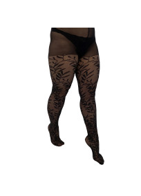 collant fantaisie motif feuilles croisées grande taille Pamela Mann