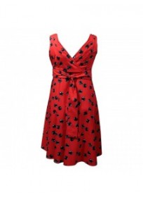 robe grande taille - robe vintage rockabilly rouge imprimé bulles noires (dos)