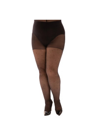 collant plumetis noir grande taille Pamela Mann curvy (vue de face)