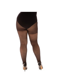 collant plumetis noir grande taille Pamela Mann curvy (vue de dos)