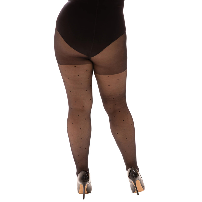 collant plumetis noir grande taille Pamela Mann curvy (vue de dos)