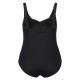 Maillot de bain grande taille une pièce drapé avec bonnets souples, coloris noir, de dos