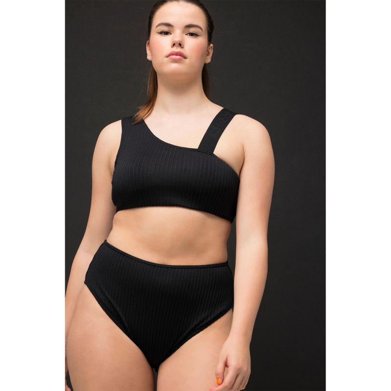 Culotte de bikini noir grande taille Studio Untold (Ulla Popken), portée, de face