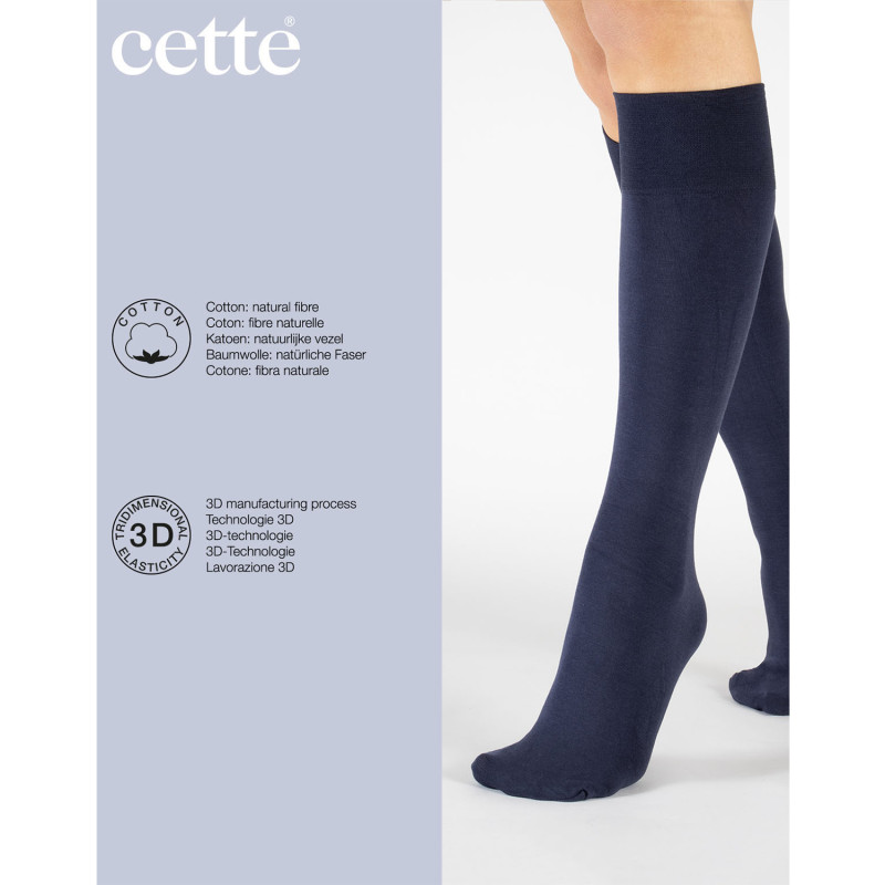 Descriptif chaussette mi-bas Montreux 100 deniers de la marque Cette en coton coloris bleu navy