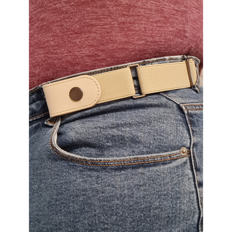 Ceinture extensible grande taille pour femme sans boucle beige portée