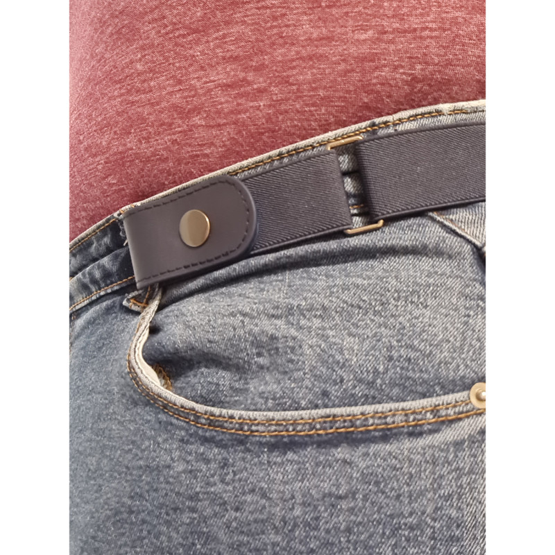 Ceinture extensible grande taille pour femme sans boucle bleue portée