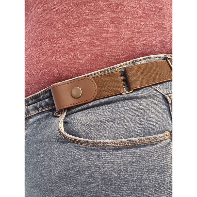 Ceinture extensible grande taille pour femme sans boucle marron portée