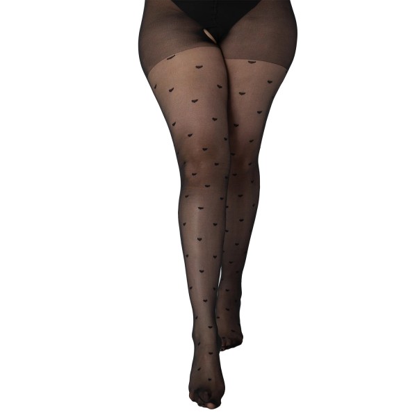 collants grande taille ouverts à l'entrejambe motifs coeurs Pamela Mann (vue de face)