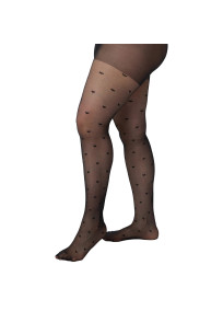 collants ouverts noirs à motif petits coeurs grande taille de la marque Pamela Mann (vue de côté)