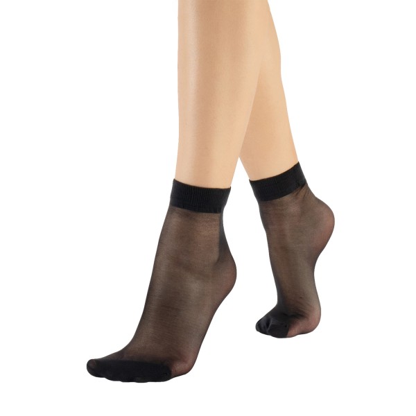 Pack de 2 paires de chaussettes - socquettes Cancun fines 18 deniers (coloris noir)
