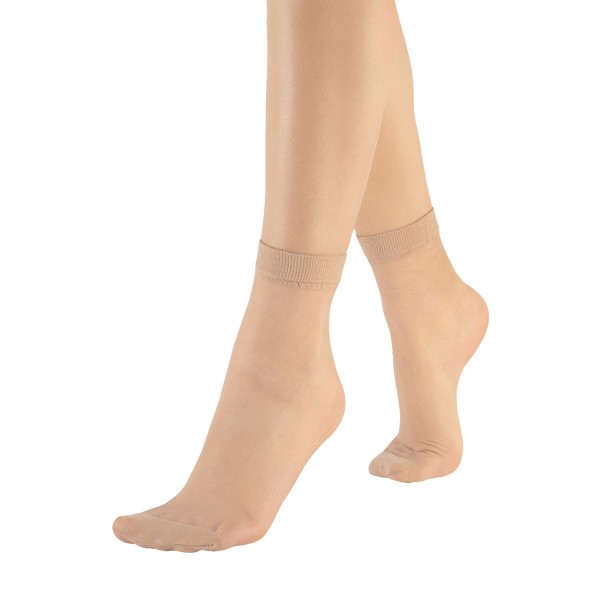 Pack de 2 paires de chaussettes - socquettes Cancun fines 18 deniers (coloris naturel)