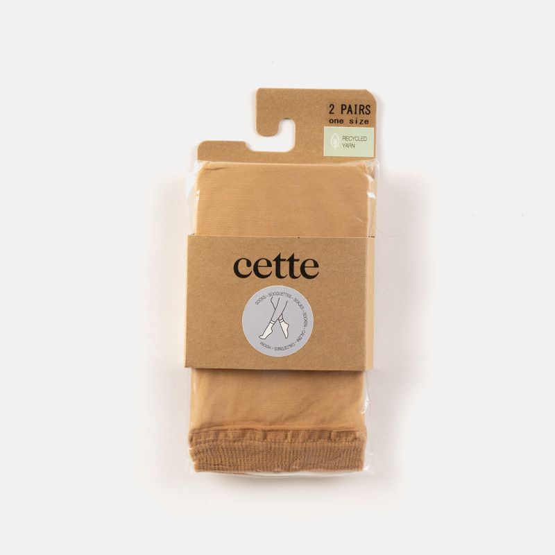 Pack de deux paires de chaussettes fines Cancun dans leur emballage (coloris tendresse)