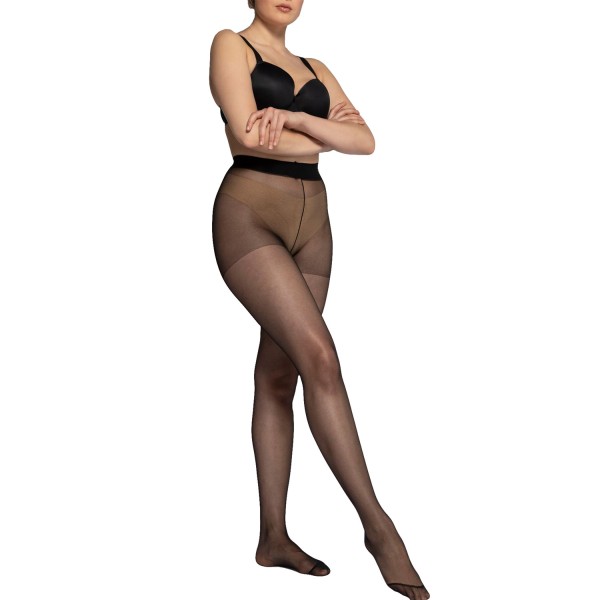 Collants fins 20 deniers grande taille noirs en lot de 3 - photo vue de 3/4 face
