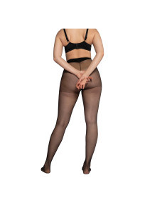 Collants fins 20 deniers grande taille noirs en lot de 3 - photo portée de dos