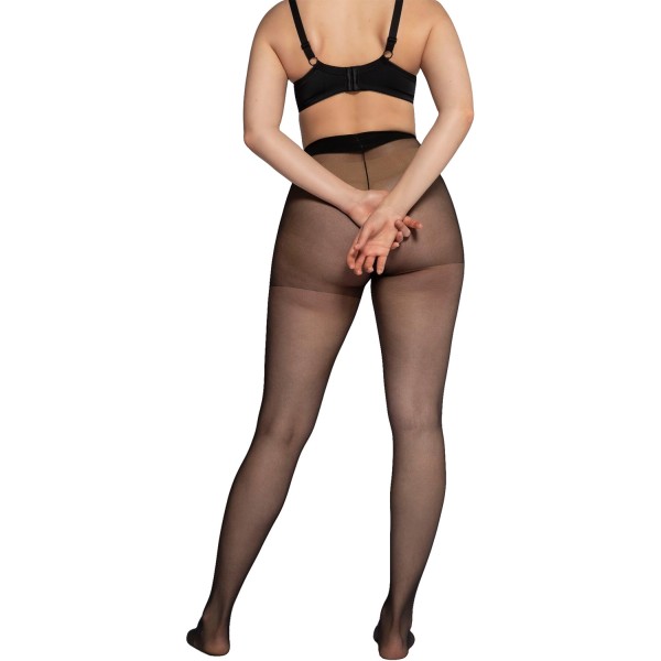 Collants fins 20 deniers grande taille noirs en lot de 3 - photo portée de dos