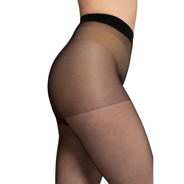 Collants fins 20 deniers grande taille noirs en lot de 3 - photo en détail vue de côté