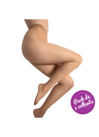 Collants fins 20 deniers grande taille coloris naturel en lot de 3 - photo vue de détail de côté