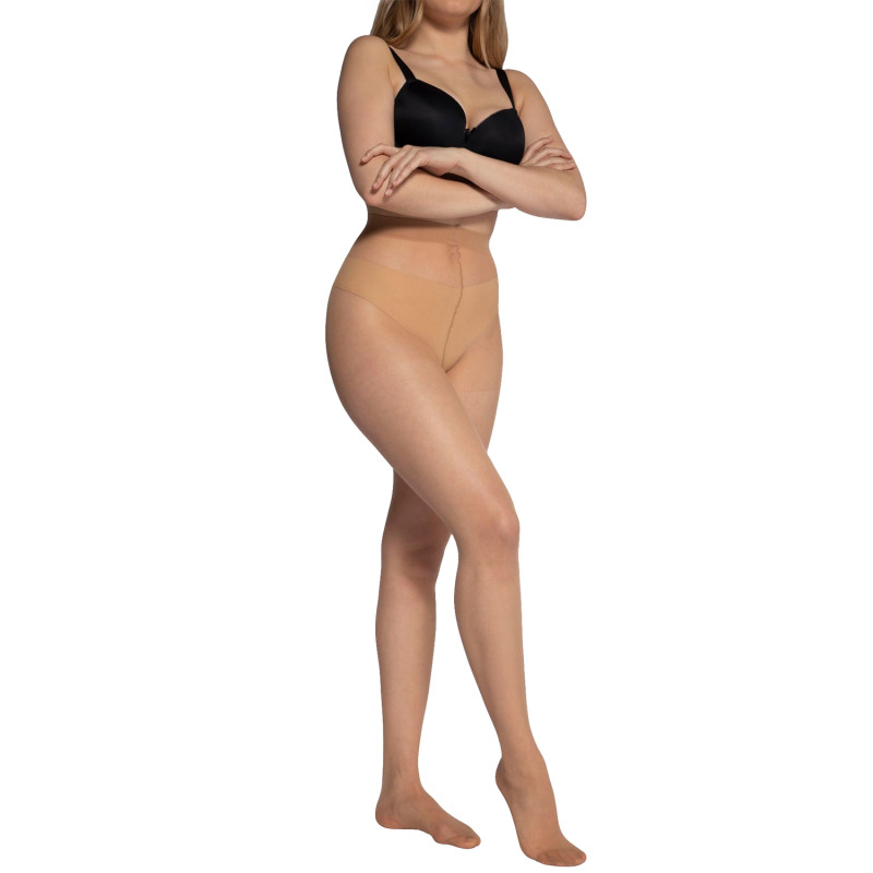 Collants fins 20 deniers grande taille coloris naturel en lot de 3 - photo vue de face