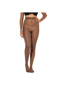 Collants fins 20 deniers grande taille coloris moka en lot de 3 - photo portée de face, idéal pour les peaux mates et bronzées