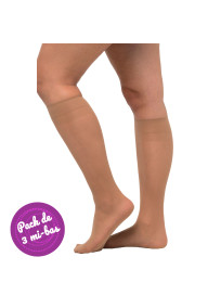 Mi-bas pour mollets larges XXL en lot de 3 paires coloris teint