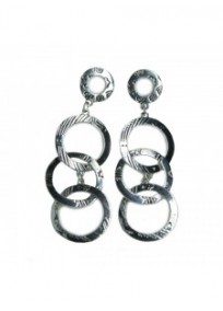 Boucles d'oreilles fantaisie - boucles d'oreilles argentées aux 3 cercles entremêlés