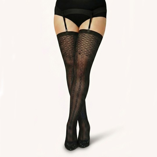 Bas Fantaisie 30D Matrix Fiore à motif vertical, portés, pour sublimer vos jambes.