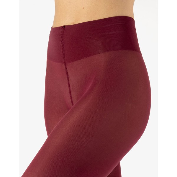 Collant sans pied opaque grande taille 70D Cette, coloris Chili Pepper, ceinture large et maille opaque extensible