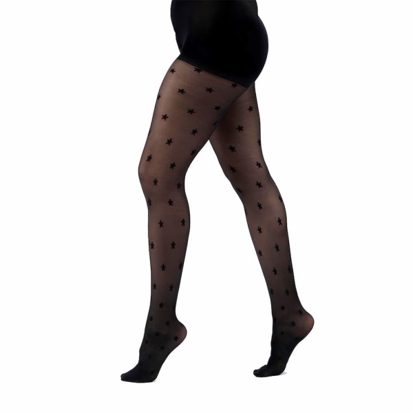 collant confortable grande taille noir avec motifs étoiles Ronde à croquer, vue de côté