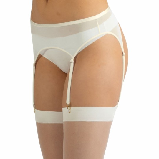 Porte-jarretelles grande taille Lulu blanc cassé, idéal pour une tenue de mariage ou une lingerie élégante et confortable