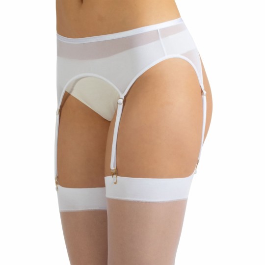 Porte jarretelles 4 attaches "Lulu" blanc , l'indispensable accessoire de mariée disponible en grande taille!