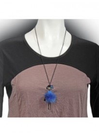 collier fantaisie grande taille - collier pepette Cicile coloris bleu Lol bijoux (porté)