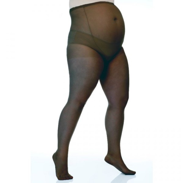 Collants grossesse grande taille - collants maternité 20 deniers fin noirs (face)
