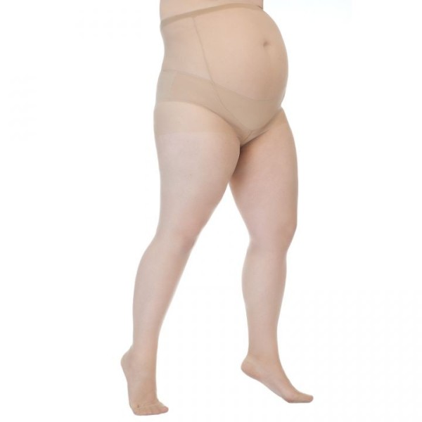 Collants grossesse grande taille - collants maternité 20 deniers fin coloris naturel (face)