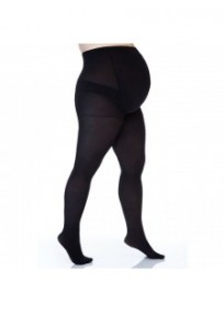 Collants grossesse grande taille - collants maternité 50 deniers opaque noirs (face)