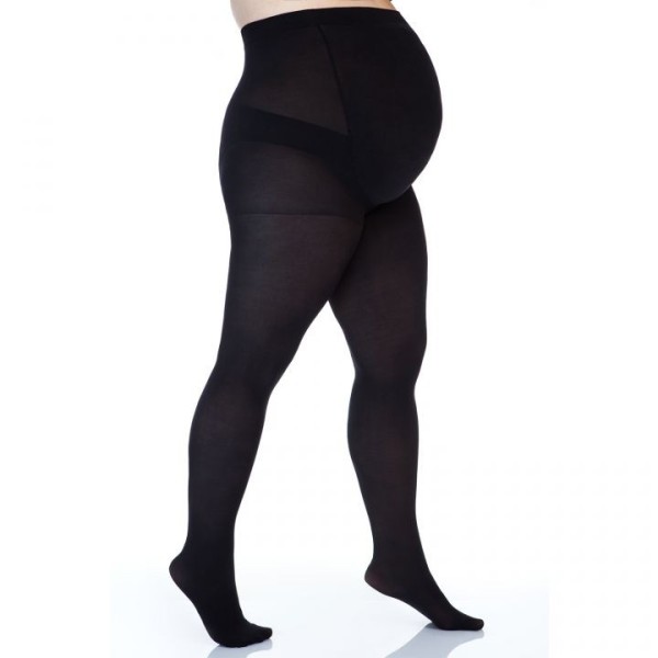 Collants grossesse grande taille - collants maternité 50 deniers opaque noirs (face)
