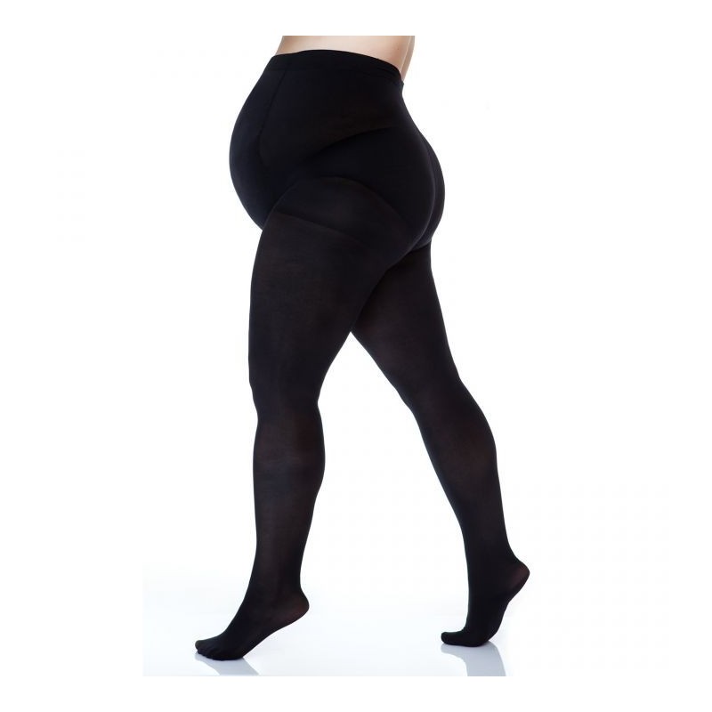 Collants grossesse grande taille - collants maternité 50 deniers opaque noirs (dos)