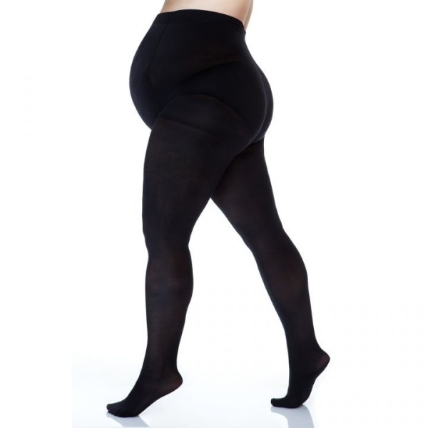 Collants grossesse grande taille - collants maternité 50 deniers opaque noirs (dos)