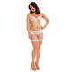 bas autofixants grande taille - bas "allure" bicolore blanc/naturel 20 deniers noir Glamory (porté)
