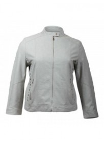 manteau grande taille - blouson simili cuir gris clair Nana Belle (face)