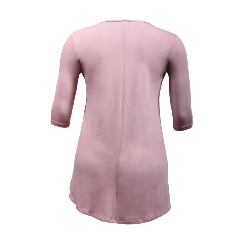 tunique grande taille - tunique asymétrique mauve avec un volant Ivans (dos)