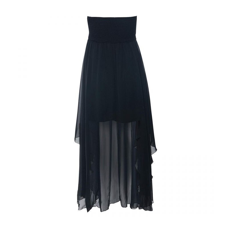 robe grande taille - robe bustier de soirée en voile asymétrique noire Ruby's closet (