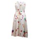 robe grande taille - robe blanche imprimée grande fleurs été ceinture à la taille k&d london (dos)