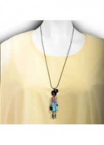collier fantaisie grande taille - sautoir Claire les pepettes rose et bleue lol bijoux (porté)